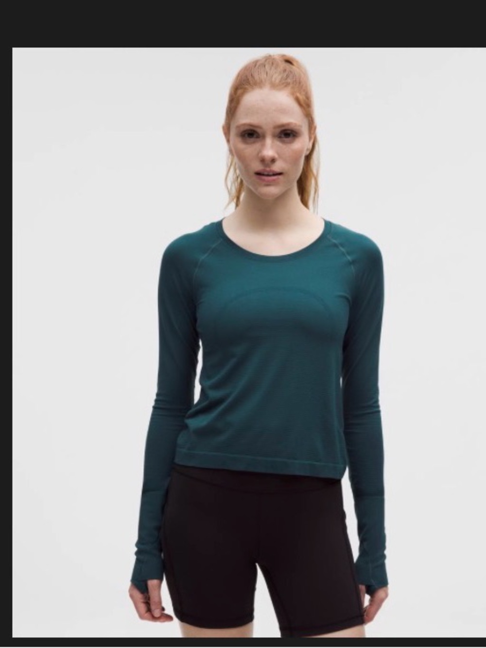 lululemon athletica Long Sleeve Crew Tee in Teal Green